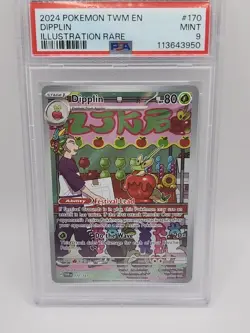 2024 POKEMON TWM EN-TWILIGHT MASQUERADE ILLUSTRATION RARE #170 - DIPPLIN - PSA 9 - Image 2