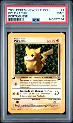 2000 POKEMON PIKACHU WORLD COLL PORTUGUESE #1 IVY PIKACHU PSA 9 - Image 1