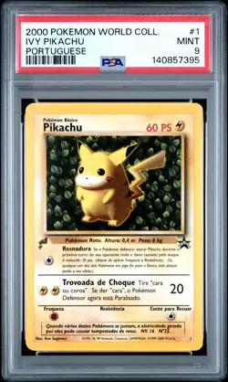 2000 POKEMON PIKACHU WORLD COLL PORTUGUESE #1 IVY PIKACHU PSA 9 - Image 1