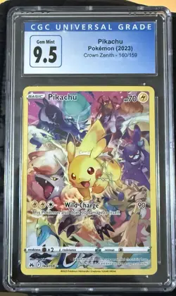 Pokemon CGC 9.5 GEM MINT Crown Zenith FULL ART Pikachu 160/159 - Image 1
