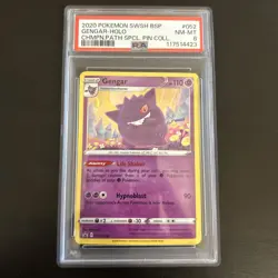Gengar SWSH052 Black Star Promo Champions Path Pin Collection Pokemon Card PSA 8 - Image 1