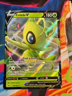 Pokemon TCG Celebi V 001/202 SWSH01: Sword & Shield Base Set Ultra Rare NM - Image 1