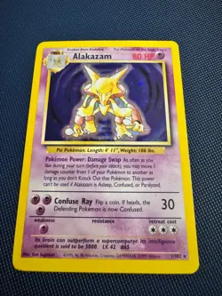 Pokemon TCG Alakazam 001/102 Base Set Holo Rare HP - Image 1