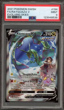 Pokemon Rayquaza V Evolving Skies Full Alt Art #194 PSA 9 Mint - Image 1