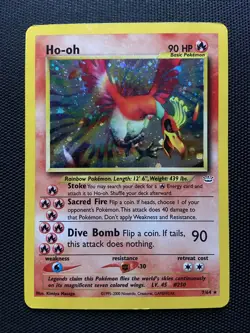 Ho-Oh Neo Revelation Holo Pokemon Card - DOUBLE HOLO ERROR- ENG 7/64 Rare- LP - Image 1