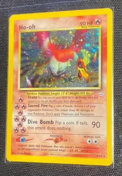 Ho-Oh Neo Revelation Holo Pokemon Card - DOUBLE HOLO ERROR- ENG 7/64 Rare- LP - Image 4