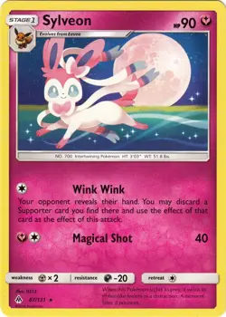 Slightly Played, English - 1 x Pokemon Sylveon - 87/131 - Rare Sun & Moon - Forb - Image 1