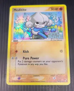 Pokemon Meditite Common Reverse Holo Crystal Guardians 56/100 Basic 50 HP Engli… - Image 1
