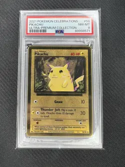 2021 Pokemon Celebrations Ultra-Premium Collection Pikachu Metal PSA NM-MT 8 - Image 1