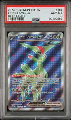 2024 POKEMON TEMPORAL FORCES TEF EN #186 IRON LEAVES ex ULTRA RARE PSA 10 - Image 1