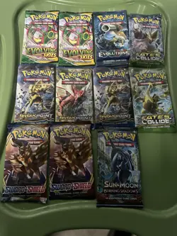 Pokemon TCG English 11 Booster Pack Lot - Evolving Skies, Evolutions, Breakpoint - Image 1