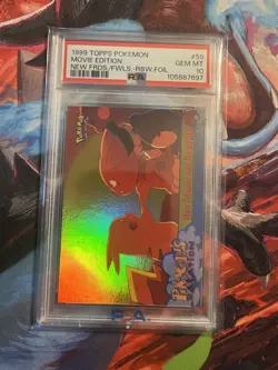 1999 topps pokemon movie edition New Frds/fwls Rainbow Foil Psa 10 Pop 1!! - Image 1