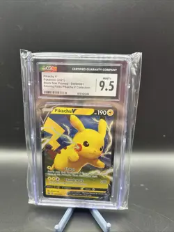 Pokemon SWSH Black Star Promo Pikachu V SWSH061 AGS Mint+ 9.5 Full Art Holo 2021 - Image 2