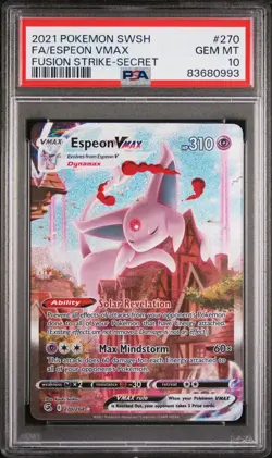 PSA 10 FA/Espeon VMax 270 Sword & Shield Fusion Strike Secret Rare Pokemon Card - Image 1