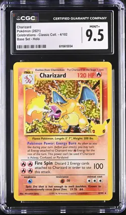 CGC 9.5 - CHARIZARD - 4/102 CELEBRATIONS - CLASSIC COLL. BASE SET HOLO POKEMON - Image 1