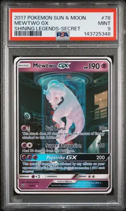 2017 POKEMON SUN & MOON SHINING LEGENDS SECRET #78 MEWTWO GX PSA 9 - Image 1