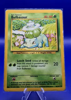 Pokemon Bulbasaur 44/102 Base Set Unlimited 1999 WOTC Vintage English HP - Image 1