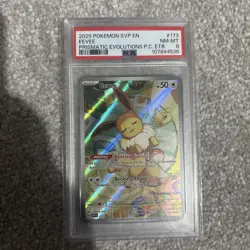 Eevee Prismatic Evolutions ETB Pokemon Center PSA 8 Pokemon English 173 Stamped - Image 2