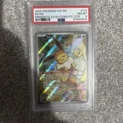 Eevee Prismatic Evolutions ETB Pokemon Center PSA 8 Pokemon English 173 Stamped - Image 5
