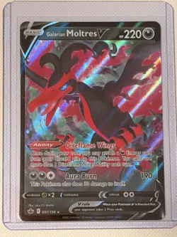 Galarian Moltres V - 097/198 - Pokemon Chilling Reign Sword Shield Rare Card NM - Image 1