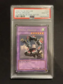 YU-GI-OH! yugioh Metal Dragon LOB-102 Rare 1st Edition PSA10 - Image 1