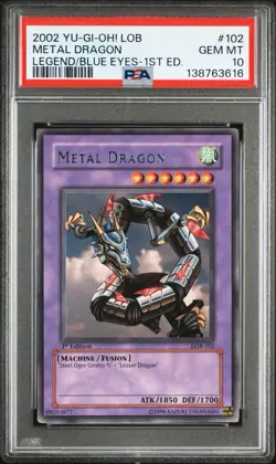 YU-GI-OH! yugioh Metal Dragon LOB-102 Rare 1st Edition PSA10 - Image 3