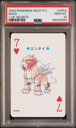 2000 POKEMON GOLD VERSION PLAYING CARDS 7 OF HEARTS #244A ENTEI PSA 10 - Image 1