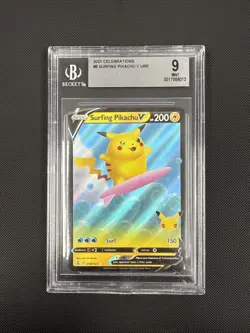 Pokemon TCG Surfing Pikachu v Celebrations Holo Ultra Rare Card 008/025 - Image 1