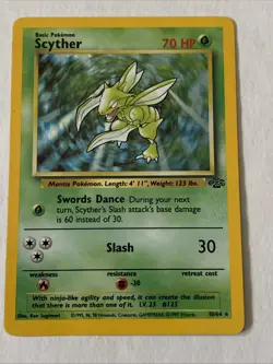 Scyther 10/64 Jungle Holo Rare Pokemon TCG WOTC Vintage 1999 - Image 1