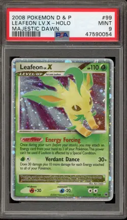 Pokemon Leafeon Lv.X Majestic Dawn Holo Ultra Rare #99 PSA 9 Mint - Image 1