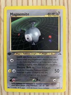 Pokemon TCG Magnemite 1st Edition 26/75 Neo Vintage Pokemon Card Light Near Mint - Image 1