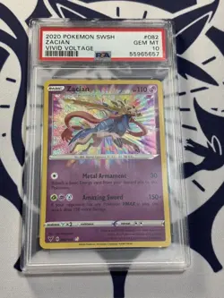 Pokemon 2020 Zacian 082/185 Amazing Rare Vivid Voltage GEM MINT PSA 10 - Image 1