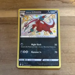 Pokemon TCG Shining Fates Galarian Linoone Holo Shiny Holo Rare SV079/SV122 - Image 1