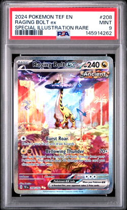 PSA 9 2024 Pokemon Temporal Forces Raging Bolt ex Special Illustration Rare #208 - Image 1