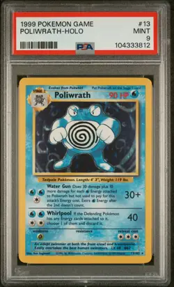 1999 POKEMON BASE SET UNLIMITED #13 POLIWRATH-HOLO PSA 9 - Image 1