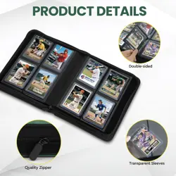 Top Loader Card Binder 4 Pocket with Sleeves Holds 112 Top Loaders Storage, T - Image 3