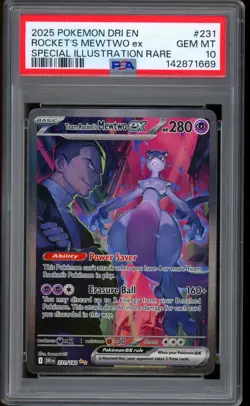 2025 Pokemon Rocket's Mewtwo ex Special Illustration Rare #231 PSA 10 GEM MINT - Image 1