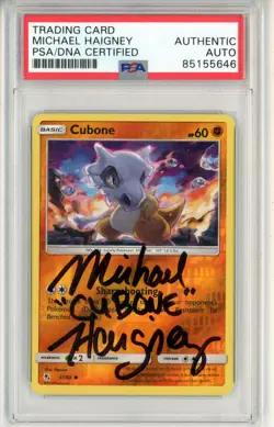 PSA Signed Micheal Haigney Pokemon Cubone Hidden Fates 37/68 Reverse Holo - Image 1