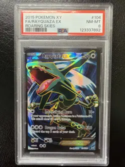 2015 POKEMON XY ROARING SKIES #104 FULL ART/RAYQUAZA EX PSA 8 - Image 1