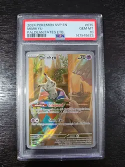 PSA 10 Mimikyu Pokemon SVP Paldean Fates ETB Promo Holo #075 - Image 1