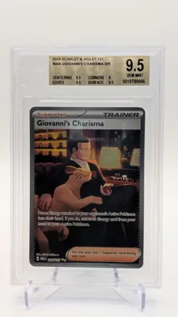 Pokemon TCG 151 Full Art Trainer Giovanni's Charisma 204/165 Beckett 9.5 - Image 1