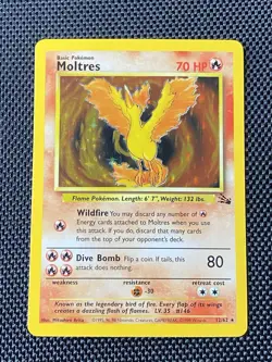 Moltres 12/62 Fossil Holo-Rare Pokemon 1999 WotC NM/LP - Image 1