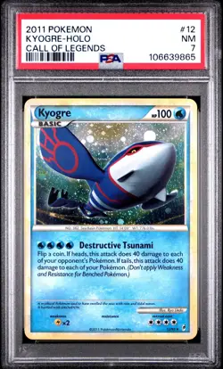 2011 POKEMON CALL OF LEGENDS #12 KYOGRE HOLO PSA 7 - Image 1