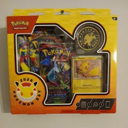 Pokemon Day 2026 Pikachu Promo Card + Coin | 3 Booster Packs | Sealed! In Hand - Image 1