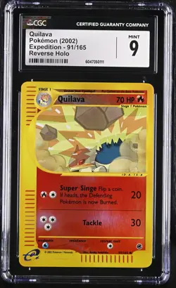 CGC 9 MINT Quilava 2002 Expedition 91/165 Reverse Holo Pokemon Card - Image 1