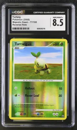 CGC 8.5 Turtwig 2008 Majestic Dawn 77/100 Reverse Holo Pokemon Card - Image 1