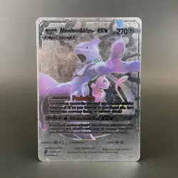Mewtwo & Mew GX Silver Foil Pokemon Fan Art Collector Display Card - Image 1