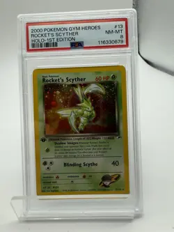 2000 Pokemon Gym Hero’s Rockets Scyther Holo 1st Edition #13 PSA 8 - Image 1