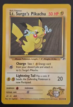 Lt. Surge's Pikachu 081/132 Gym Heroes Regular - MP Pokemon Card - Image 1