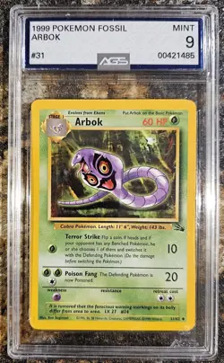Pokemon 1999 Fossil Arbok 31 GRADED AGS 9 MINT - Image 1
